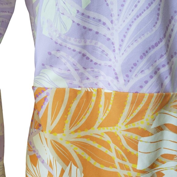 NEW Calia Palm Lavender Orange One Piece Long Sleeve Tummy Control Swim Suit - Picture 11 of 15